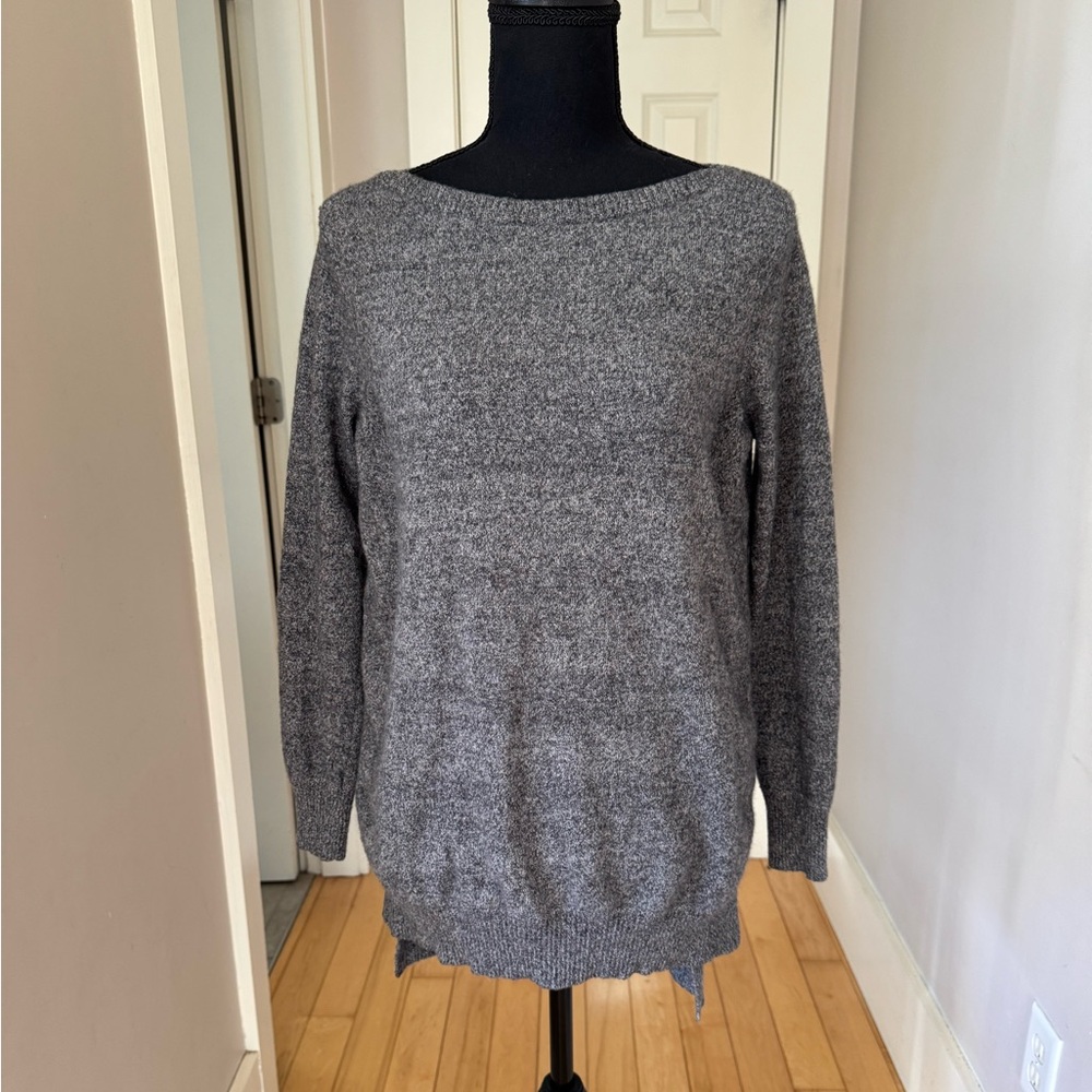 Raffi gray 100% cashmere boatneck long sleeve split sides sweater womens S